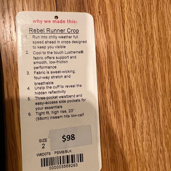 Lululemon Rebel Runner crop- special edition, no longer for sale! size 2 - Picture 8 of 9